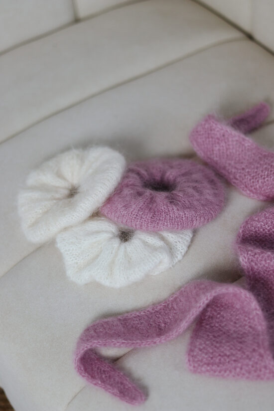 Mohēras scrunchie komplekts ar franču šallīti